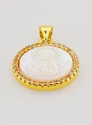 Golden Sacred Heart of Jesus Medal in Mother-of-Pearl - 22mm