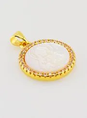 Golden Sacred Heart of Jesus Medal in Mother-of-Pearl - 22mm