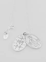 Miraculous Medal 2 Pendants with Necklace - 925 Silver