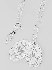 Miraculous Medal 2 Pendants with Necklace - 925 Silver
