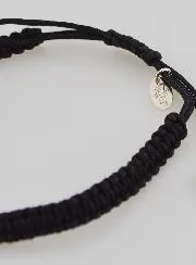 Black Braided Rope Bracelet - Silver Cross
