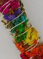 White Sage and Multicoloured Flower Petals - Smudge Stick 30g