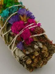 White Sage and Multicoloured Flower Petals - Smudge Stick 30g