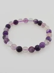 Purple Fluorite Gemstone Bracelet - 8 mm