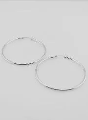 Creole Earrings in Rhodium-plated 925 Sterling Silver - 50mm