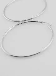 Creole Earrings in Rhodium-plated 925 Sterling Silver - 50mm