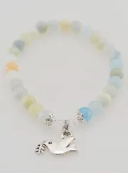 Confirmation Bracelet with Aquamarine Gemstones and Holy Spirit