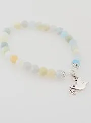 Confirmation Bracelet with Aquamarine Gemstones and Holy Spirit