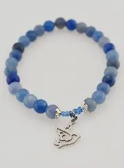 Confirmation Bracelet Blue Aventurine Stones and Holy Spirit
