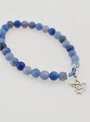 Confirmation Bracelet Blue Aventurine Stones and Holy Spirit