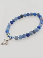 Confirmation Bracelet Blue Aventurine Stones and Holy Spirit