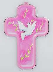 Confirmation Cross - Holy Spirit Dove - Pink
