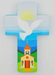 Wooden Cross Remembrance Of Confirmation - Dove
