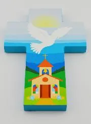 Wooden Cross Remembrance Of Confirmation - Dove