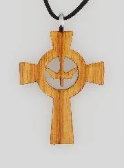 Confirmation Cross Pendant Wood - Holy Spirit