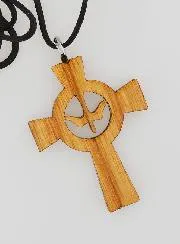 Confirmation Cross Pendant Wood - Holy Spirit