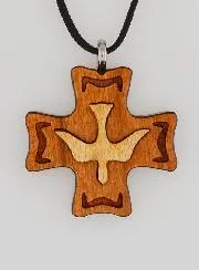 Wooden Confirmation Cross Pendant - Holy Spirit