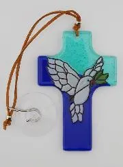 Glass Cross Confirmation Souvenir - Holy Spirit