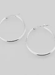 Oval Creole Earrings in 925 Sterling Silver - 36mm