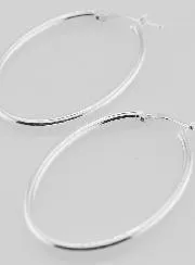 Oval Creole Earrings in 925 Sterling Silver - 36mm