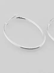 Oval Creole Earrings in 925 Sterling Silver - 36mm