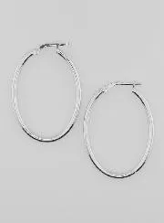Oval Creole Earrings Rhodium-Plated 925 Silver - 36mm
