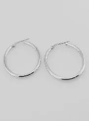 Oval Creole Earrings Rhodium-Plated 925 Silver - 36mm