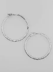 Openwork Creole Earrings 40mm - Rhodium-Plated Sterling Silver