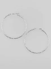 Twisted Creole Earrings Rhodium-Plated 925 Sterling Silver - 40mm