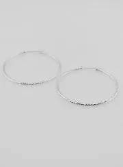 Twisted Creole Earrings Rhodium-Plated 925 Sterling Silver - 40mm