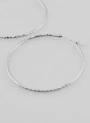 Twisted Creole Earrings Rhodium-Plated 925 Sterling Silver - 40mm