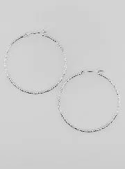 Hammered Creole Earrings Rhodium-Plated 925 Sterling Silver - 40mm