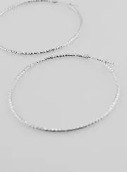 Hammered Creole Earrings in Rhodium-Plated 925 Silver - 50mm