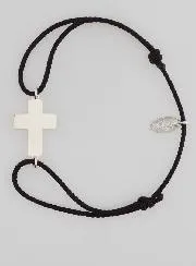 Silver and Black Rope Bracelet with Cross