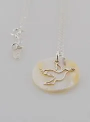 Religious Necklace Dove - Silver and Mother-of-Pearl