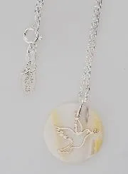 Religious Necklace Dove - Silver and Mother-of-Pearl