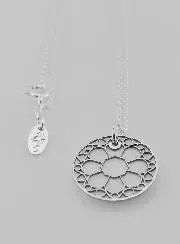 Religious Necklace Stained Glass Style - Silver and Mother-of-Pearl