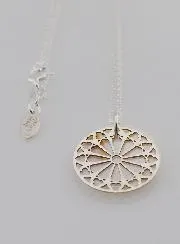 Religious Necklace Stained Glass Style - Silver and Mother-of-Pearl