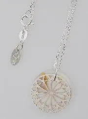 Religious Necklace Stained Glass Style - Silver and Mother-of-Pearl