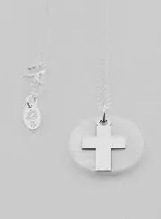 Religious Necklace Cross - Silver and Mother-of-Pearl