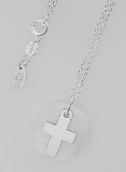 Religious Necklace Cross - Silver and Mother-of-Pearl
