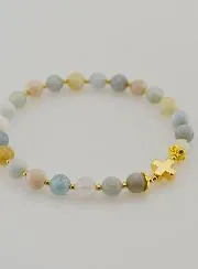 Aquamarine Bracelet with Cross - 6mm