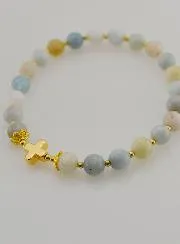 Aquamarine Bracelet with Cross - 6mm