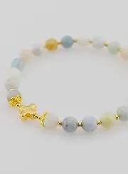 Bracelet with Cross - Aquamarine 6mm