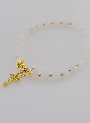 Moonstone Bracelet and Cross - 6mm