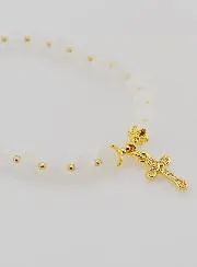 Bracelet with Cross - Moonstone 6mm