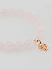 Bracelet Rose Quartz 8mm and Rhinestone Angel