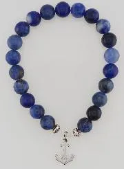 8mm Sodalite Bracelet and Anchor Pendant