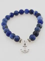 8mm Sodalite Bracelet and Anchor Pendant