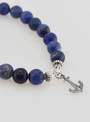 8mm Sodalite Bracelet and Anchor Pendant